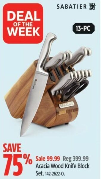 Canadian Tire Acacia Wood Knife Block Set. offer