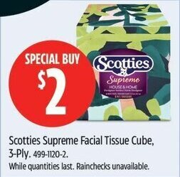 Canadian Tire Scotties Supreme Facial Tissue Cube, 3-Ply. offer