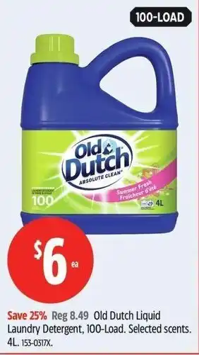 Canadian Tire Old Dutch Liquid Laundry Detergent, 100-Load. Selected scents. 4L. offer