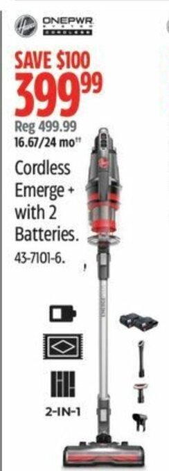 Canadian Tire Cordless Emerge + with 2 Batteries. offer