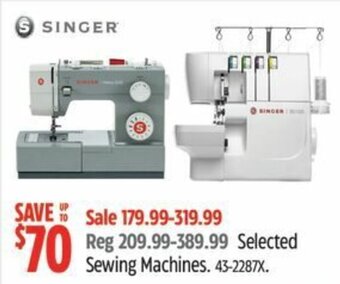 Canadian Tire Selected Sewing Machines. offer