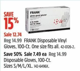 Canadian Tire FRANK Disposable Vinyl Gloves, 100-Ct. One size fits all. offer