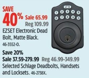 Canadian Tire EZSET Electronic Dead Bolt, Matte Black. offer