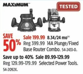 Canadian Tire 14A Plunge/Fixed Base Router Combo. offer
