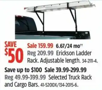 Canadian Tire Erickson Ladder Rack. Adjustable length. offer
