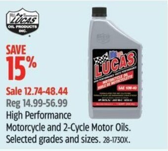 Canadian Tire High Performance Motorcycle and 2-Cycle Motor Oils. Selected grades and sizes. offer