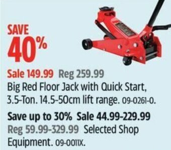 Canadian Tire Big Red Floor Jack with Quick Start, 3.5-Ton. 14.5-50cm lift range. offer