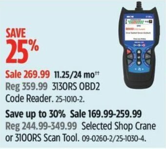 Canadian Tire 3130RS OBD2 Code Reader. offer