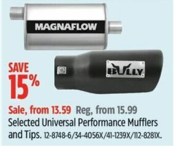 Canadian Tire Selected Universal Performance Mufflers and Tips. offer