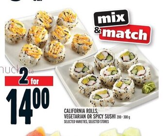 Metro CALIFORNIA ROLLS, VEGETARIAN OR SPICY SUSHI offer