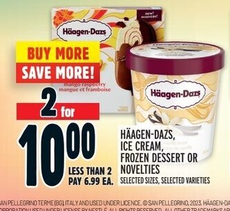 Metro HAAGEN-DAZS, ICE CREAM, FROZEN DESSERT OR NOVELTIES offer