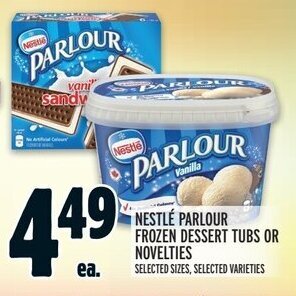 Metro NESTLÉ PARLOUR FROZEN DESSERT TUBS OR NOVELTIES offer