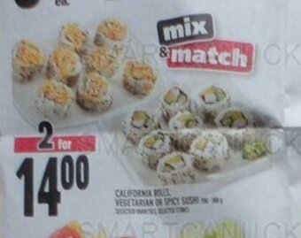 Metro CALIFORNIA ROLLS VEGETARIAN OR SPICY SUSHI offer