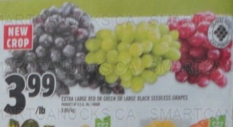 Metro EXTRA LARGE RED OR GREEN OR LARGE BLACK SEEDLESS GRAPES offer