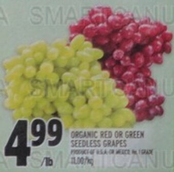 Metro ORGANIC RED OR GREEN SEEDLESS GRAPES offer