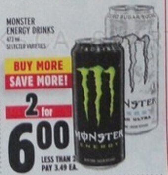 Metro MONSTER ENERGY DRINKS offer
