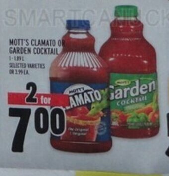 Metro MOTT'S CLAMATO OR GARDEN COCKTAIL offer