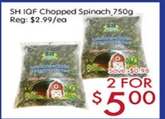Sunny Food Mart Sh iqf chopped spinach offer