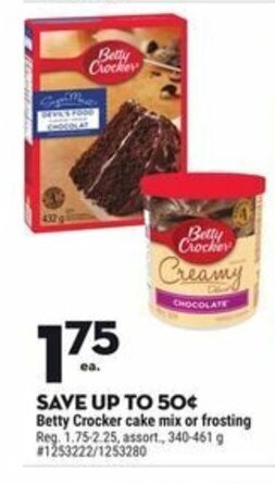 Giant Tiger Betty Crocker cake mix or frosting offer