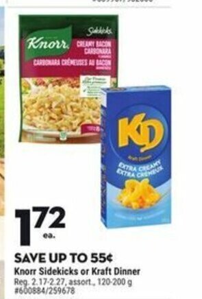 Giant Tiger Knorr Sidekicks or Kraft Dinner offer