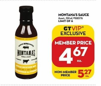 Giant Tiger MONTANA'S SAUCE offer