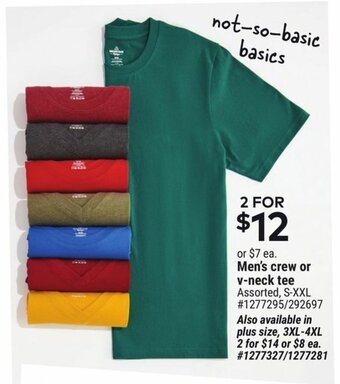 Giant Tiger Men's crew or v-neck tee offer