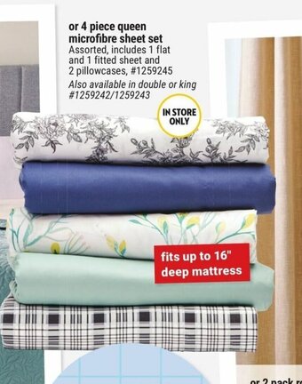 Giant Tiger 4 piece queen microfibre sheet set offer