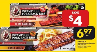 Giant Tiger Butcher's Selection Stampede pork back ribs offer