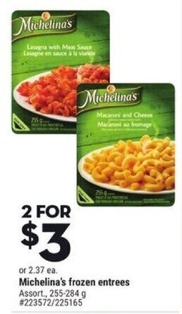 Giant Tiger Michelina's frozen entrees offer