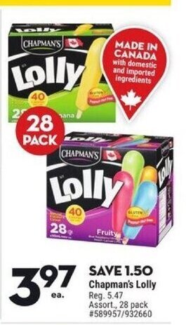 Giant Tiger Chapman's Lolly offer