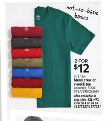 Giant Tiger Men's crew or v-neck tee offer
