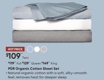 Sleep Country Pür organic cotton sheet set offer