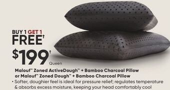Sleep Country Malouf zoned activedough + bamboo charcoal pillow or malouf zoned dough + bamboo charcoal pillow offer