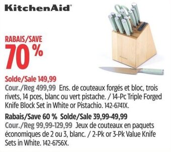 Canadian Tire 14-Pc Triple Forged Knife Block Set in White or Pistachio. offer