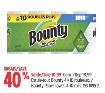 Canadian Tire Bounty Paper Towel, 4-10 rolls. offer