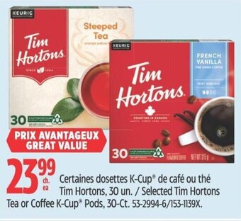 Canadian Tire Selected Tim Hortons Tea or Coffee K-Cup® Pods, 30-Ct. offer