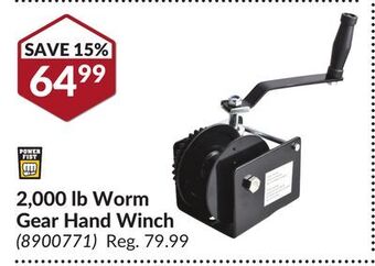 Princess Auto 2, 000 lb worm gear hand winch offer