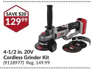Princess Auto 4-1/2 in. 20v cordless grinder kit offer