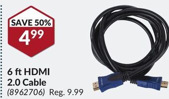 Princess Auto 6 ft hdmi 2.0 cable offer