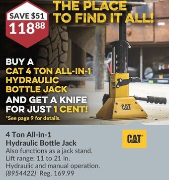 Princess Auto 4 ton all-in-1 hydraulic bottle jack offer