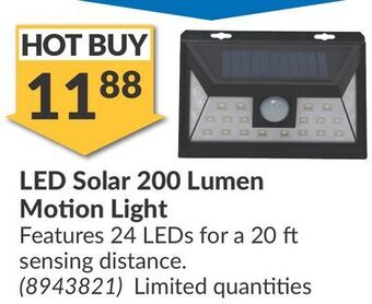 Princess Auto Led solar 200 lumen motion light offer
