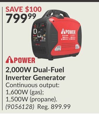 Princess Auto 2, 000w dual-fuel inverter generator offer