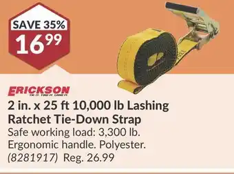 Princess Auto 000 lashing ratchet tie-down strap offer