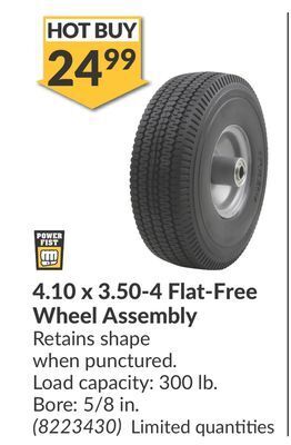 Princess Auto 4.10 x 3.50-4 flat-free wheel assembly offer