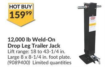 Princess Auto 12,000 lb weld-on drop leg trailer jack offer