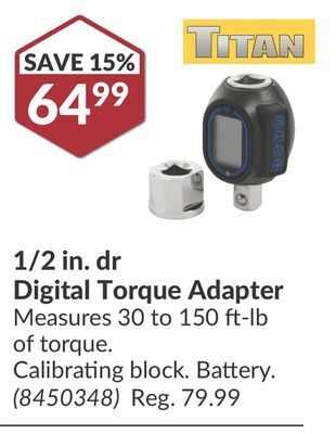 Princess Auto 1/2 in. dr digital torque adapter offer
