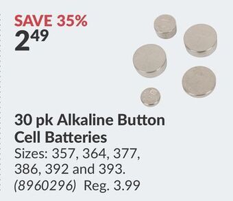 Princess Auto 30 pk alkaline button cell batteries offer