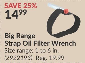 Princess Auto Big range strap oil filter wrench offer