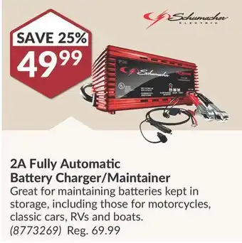 Princess Auto 2a fully automatic battery charger/maintainer offer