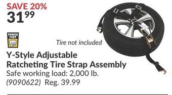 Princess Auto Y-style adjustable ratcheting tire strap offer